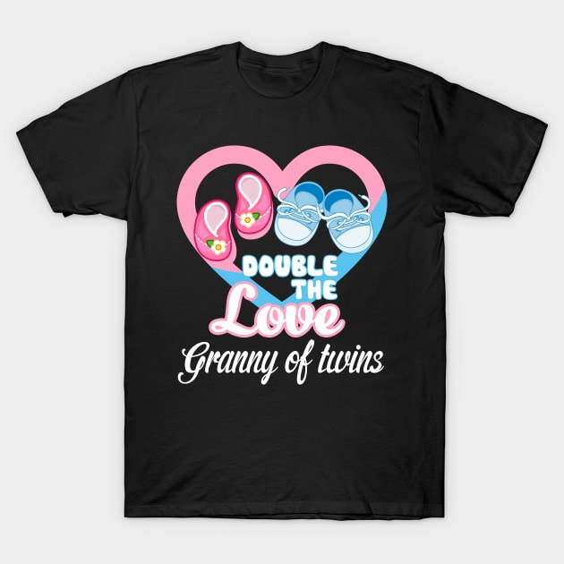 Double The Love Auntie Of Twins Shirt Twins Aunt Gifts Granny of twins T-Shirt by JaroszkowskaAnnass